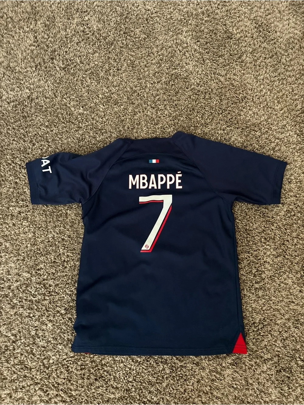 Nike Kids PSG Navy and Red Soccer Jersey with Qatar Airways
